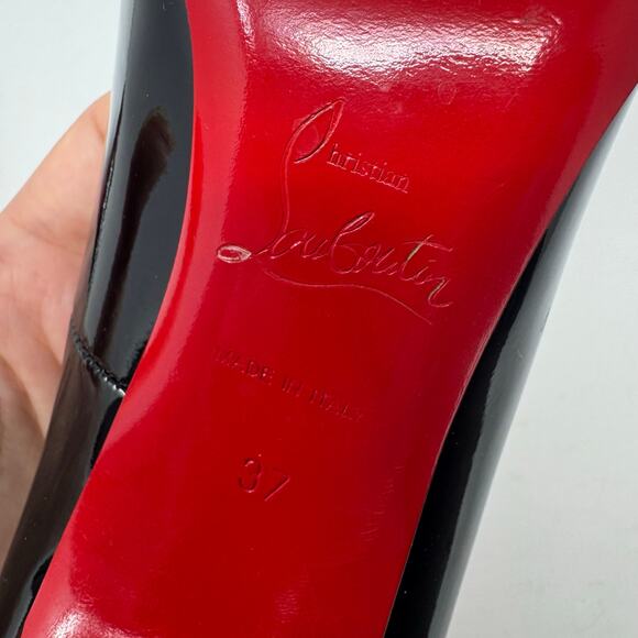 Christian Louboutin New Simple Pump 120 Black Patent Leather Heels Size 37 / 7 - Picture 9 of 14